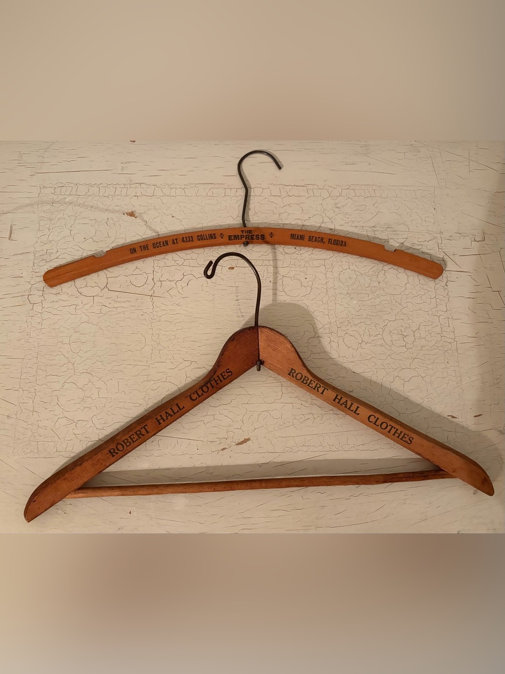 Set of 2 Antique Wood Hangers. Perfect for Displaying your Vintage Clothes!